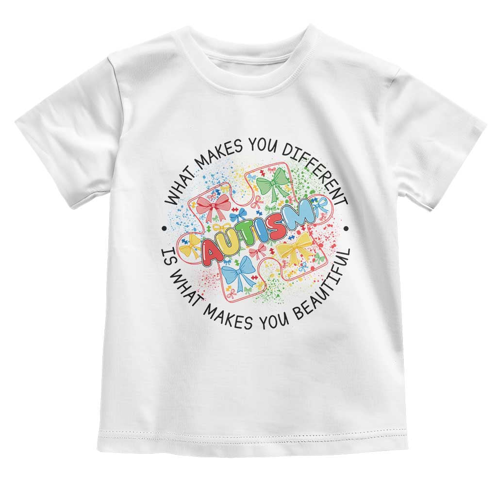 Funny Autism Awareness What Makes You Different Is What Makes You Beautiful Toddler T Shirt Coquette Puzzle TS11 White Print Your Wear