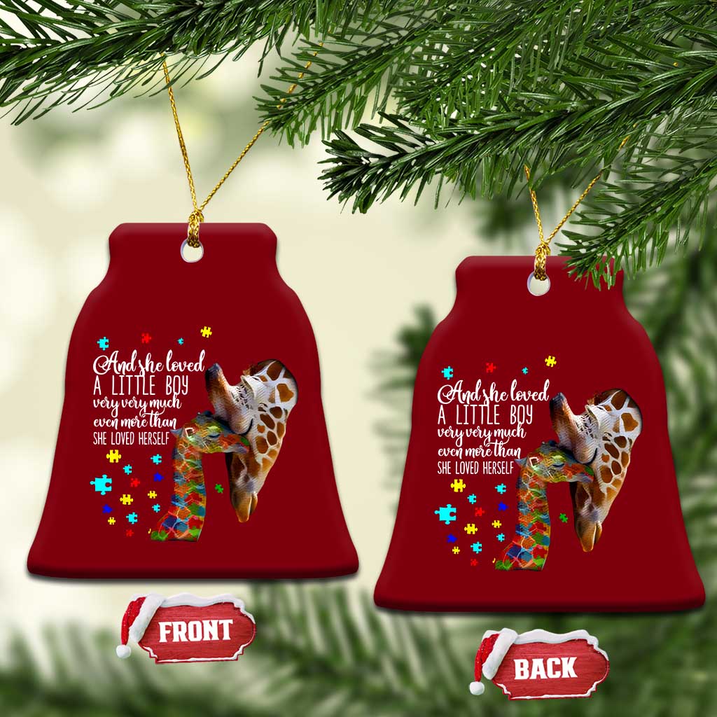 And She Loved A Little Boy Very Much Even More Than She Loved Herself Ceramic Ornament Autism Awareness Giraffes TS11 Print Your Wear