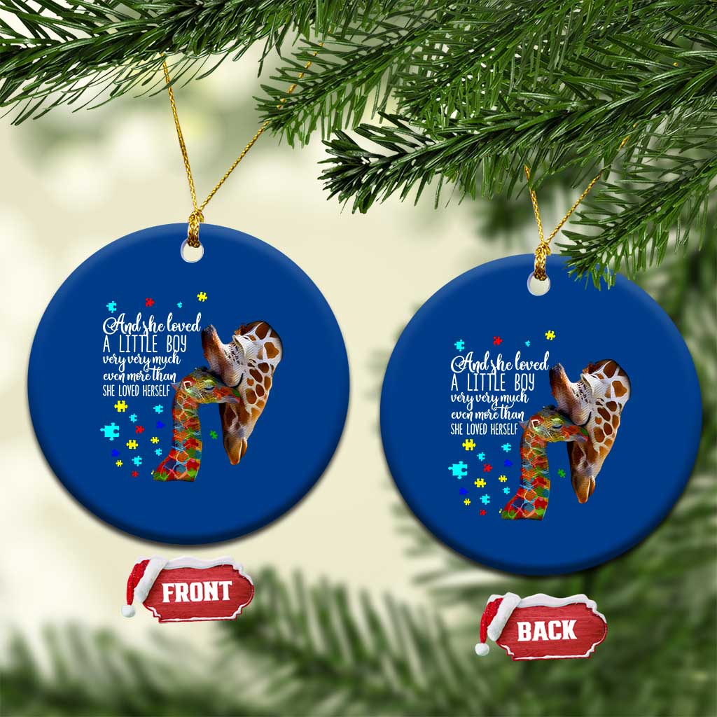 And She Loved A Little Boy Very Much Even More Than She Loved Herself Ceramic Ornament Autism Awareness Giraffes TS11 1pc Blue Print Your Wear