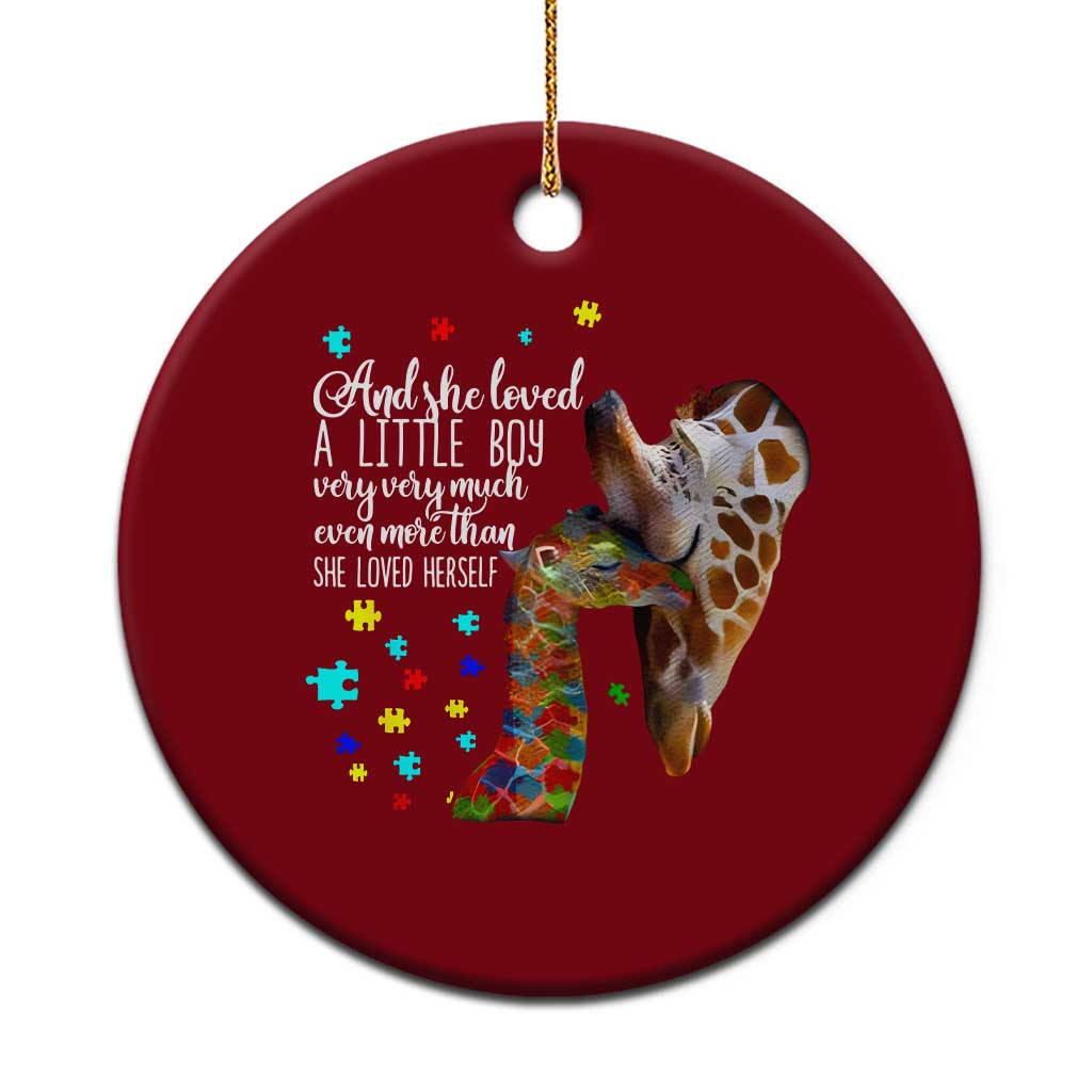 And She Loved A Little Boy Very Much Even More Than She Loved Herself Ceramic Ornament Autism Awareness Giraffes TS11 1pc Red Print Your Wear
