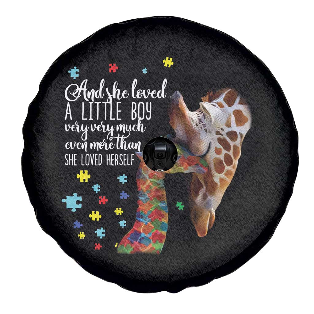 And She Loved A Little Boy Very Much Even More Than She Loved Herself Spare Tire Cover Autism Awareness Giraffes TS11 Print Your Wear