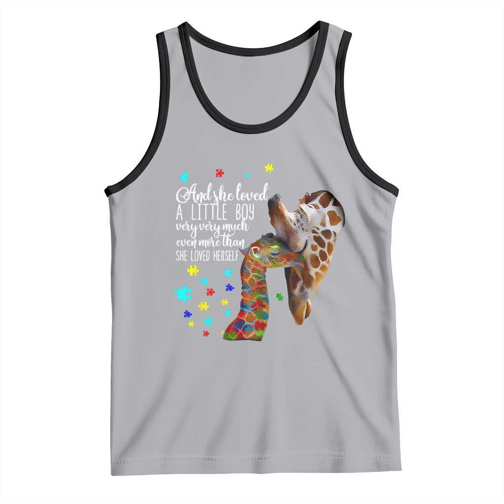 And She Loved A Little Boy Very Much Even More Than She Loved Herself Tank Top Autism Awareness Giraffes TS11 Athletic Heather Black Print Your Wear