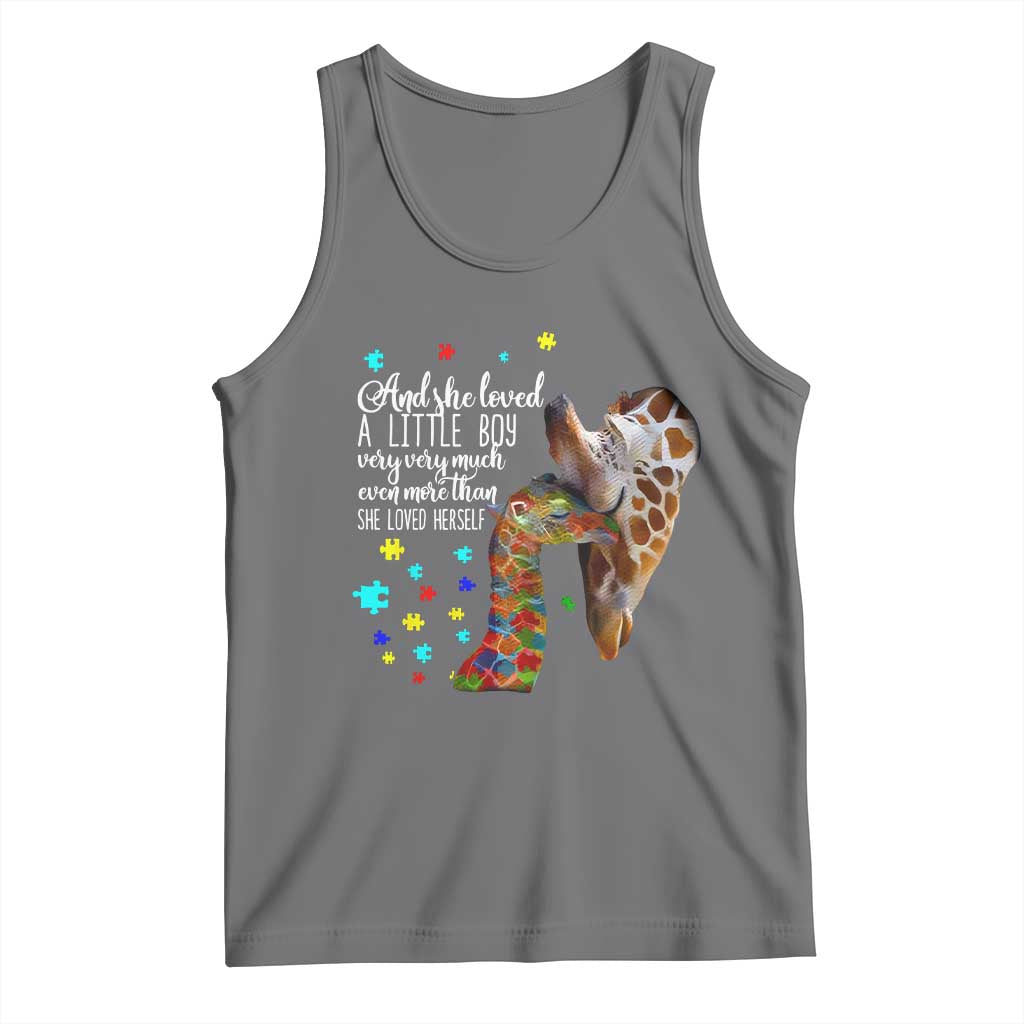And She Loved A Little Boy Very Much Even More Than She Loved Herself Tank Top Autism Awareness Giraffes TS11 Black Heather Print Your Wear