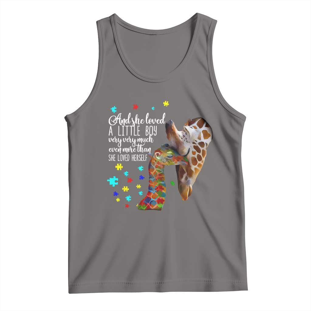 And She Loved A Little Boy Very Much Even More Than She Loved Herself Tank Top Autism Awareness Giraffes TS11 Deep Heather Print Your Wear