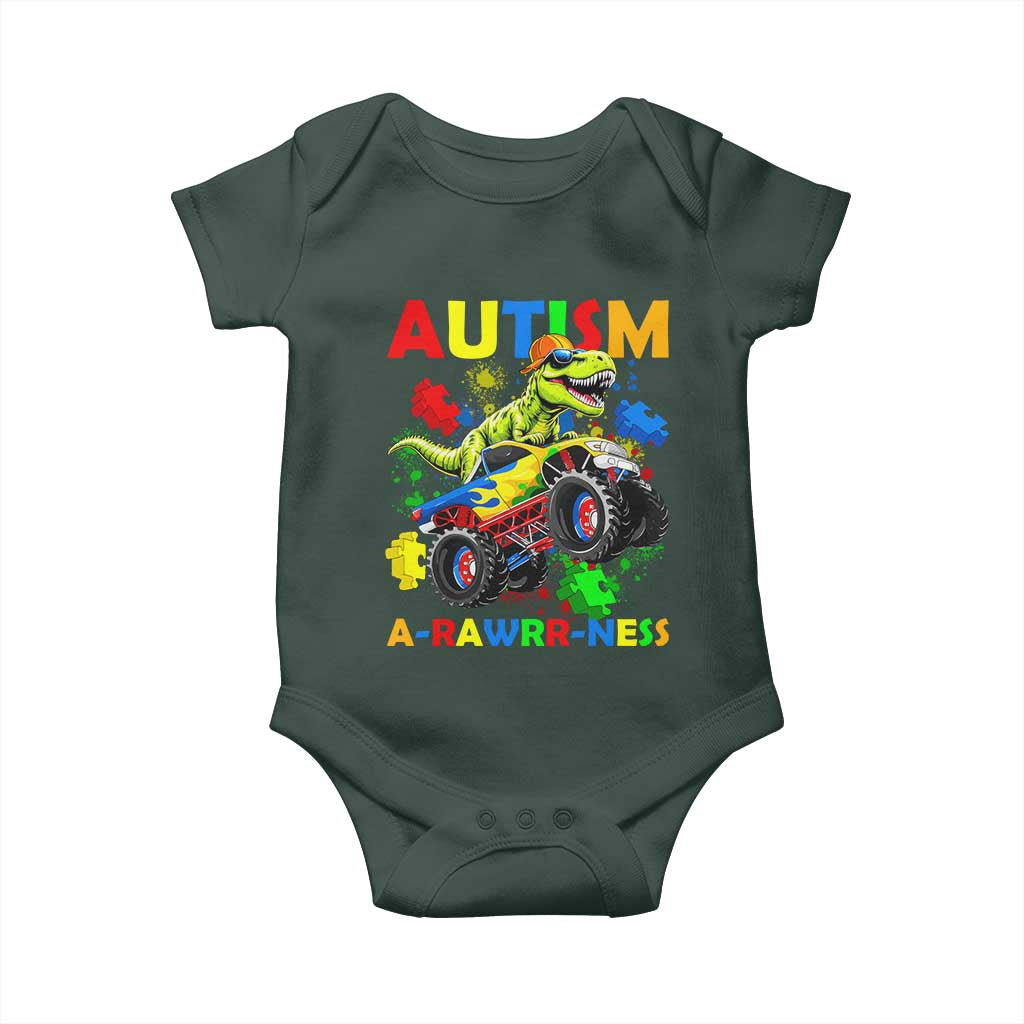 Funny Autism Awareness Dinosaur Baby Onesie Autism Arawrrness Monster Truck Puzzle Pieces TS11 Print Your Wear