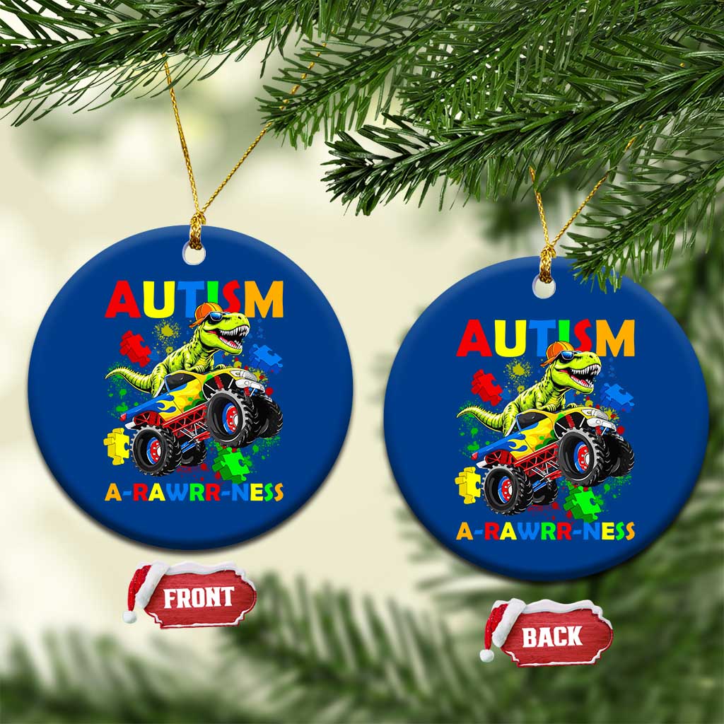 Funny Autism Awareness Dinosaur Ceramic Ornament Autism Arawrrness Monster Truck Puzzle Pieces TS11 1pc Blue Print Your Wear