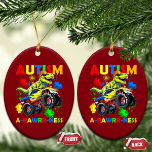 Funny Autism Awareness Dinosaur Ceramic Ornament Autism Arawrrness Monster Truck Puzzle Pieces TS11 Print Your Wear