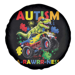 Funny Autism Awareness Dinosaur Spare Tire Cover Autism Arawrrness Monster Truck Puzzle Pieces TS11 Print Your Wear