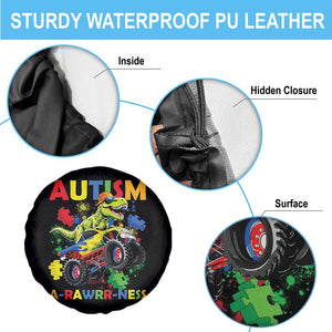 Funny Autism Awareness Dinosaur Spare Tire Cover Autism Arawrrness Monster Truck Puzzle Pieces TS11 Print Your Wear