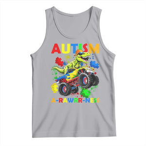 Funny Autism Awareness Dinosaur Tank Top Autism Arawrrness Monster Truck Puzzle Pieces TS11 Athletic Heather Print Your Wear