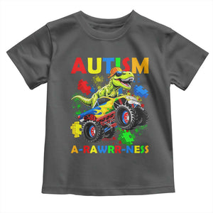 Funny Autism Awareness Dinosaur Toddler T Shirt Autism Arawrrness Monster Truck Puzzle Pieces TS11 Dark Heather Print Your Wear