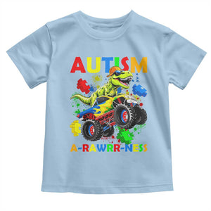 Funny Autism Awareness Dinosaur Toddler T Shirt Autism Arawrrness Monster Truck Puzzle Pieces TS11 Light Blue Print Your Wear