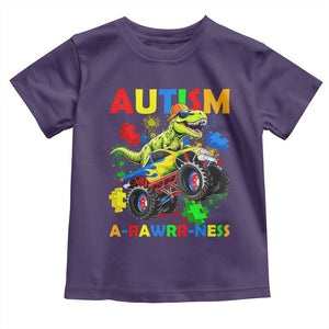 Funny Autism Awareness Dinosaur Toddler T Shirt Autism Arawrrness Monster Truck Puzzle Pieces TS11 Purple Print Your Wear