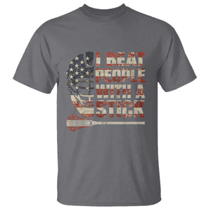 Funny Lacrosse Lax T Shirt I Beat People With A Stick Vintage American Flag TS11 Charcoal Print Your Wear