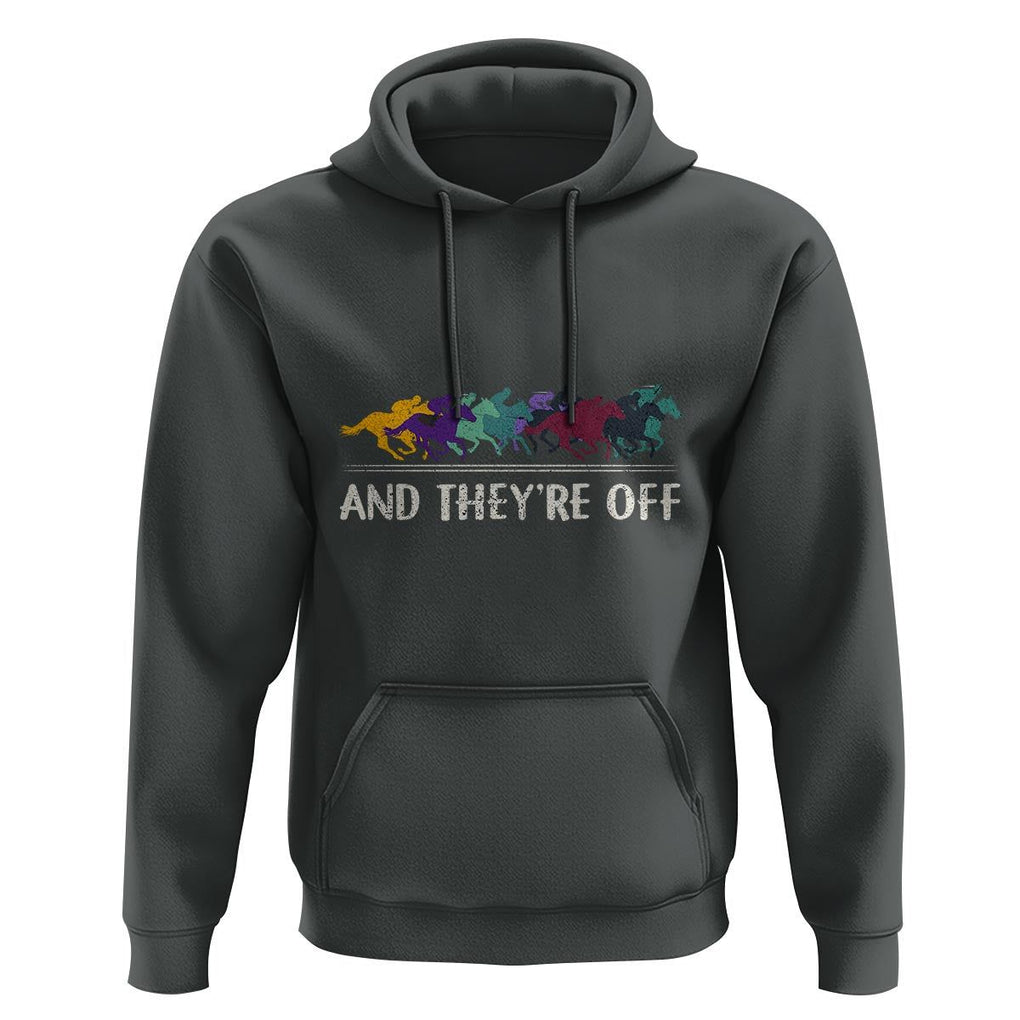 Horse Racing Hoodie And They're Off Vintage Jockey TS11 Dark Heather Print Your Wear