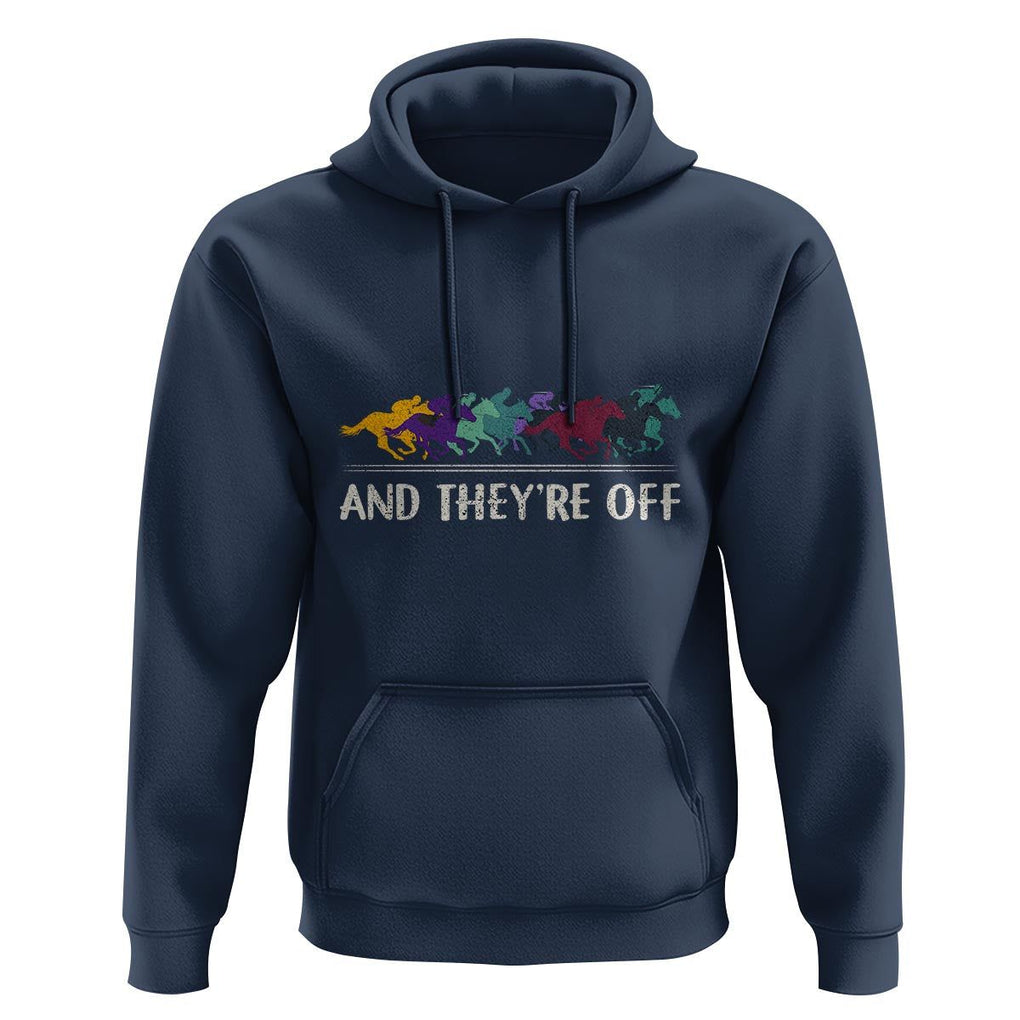 Horse Racing Hoodie And They're Off Vintage Jockey TS11 Navy Print Your Wear