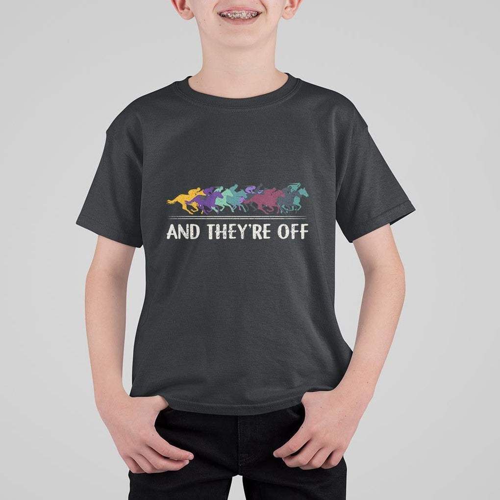 Horse Racing T Shirt For Kid And They're Off Vintage Jockey TS11 Black Print Your Wear