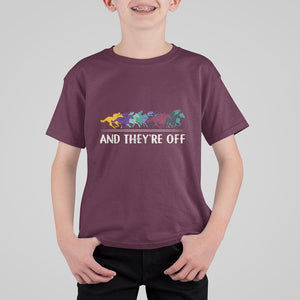 Horse Racing T Shirt For Kid And They're Off Vintage Jockey TS11 Maroon Print Your Wear