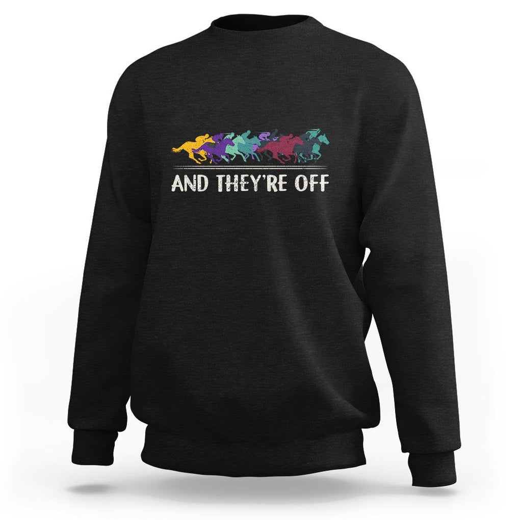 Horse Racing Sweatshirt And They're Off Vintage Jockey TS11 Black Print Your Wear
