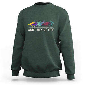 Horse Racing Sweatshirt And They're Off Vintage Jockey TS11 Dark Forest Green Print Your Wear