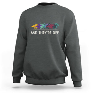 Horse Racing Sweatshirt And They're Off Vintage Jockey TS11 Dark Heather Print Your Wear