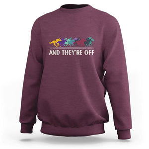 Horse Racing Sweatshirt And They're Off Vintage Jockey TS11 Maroon Print Your Wear