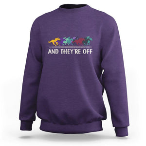 Horse Racing Sweatshirt And They're Off Vintage Jockey TS11 Purple Print Your Wear