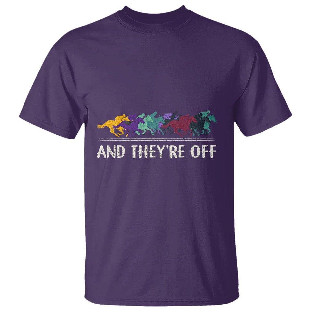 Horse Racing T Shirt And They're Off Vintage Jockey TS11 Purple Print Your Wear