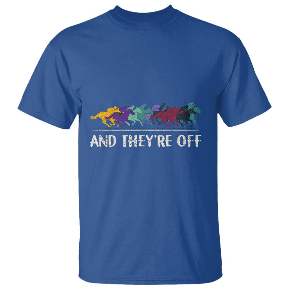 Horse Racing T Shirt And They're Off Vintage Jockey TS11 Royal Blue Print Your Wear