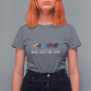 Horse Racing T Shirt For Women And They're Off Vintage Jockey TS11 Charcoal Print Your Wear