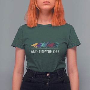 Horse Racing T Shirt For Women And They're Off Vintage Jockey TS11 Dark Forest Green Print Your Wear