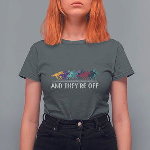 Horse Racing T Shirt For Women And They're Off Vintage Jockey TS11 Dark Heather Print Your Wear