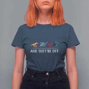 Horse Racing T Shirt For Women And They're Off Vintage Jockey TS11 Navy Print Your Wear