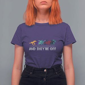 Horse Racing T Shirt For Women And They're Off Vintage Jockey TS11 Purple Print Your Wear