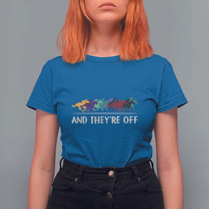 Horse Racing T Shirt For Women And They're Off Vintage Jockey TS11 Royal Blue Print Your Wear
