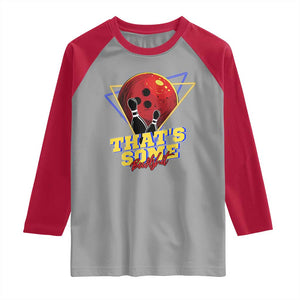 80s Bowling Raglan Shirt That's Some Bowlshit Neon Retro Ball Pins Strike Spilt TS11 Sport Gray Red Print Your Wear