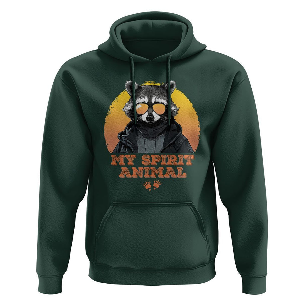 Funny Raccoon Hoodie My Spirit Animal Cute Trash Panda TS11 Dark Forest Green Print Your Wear