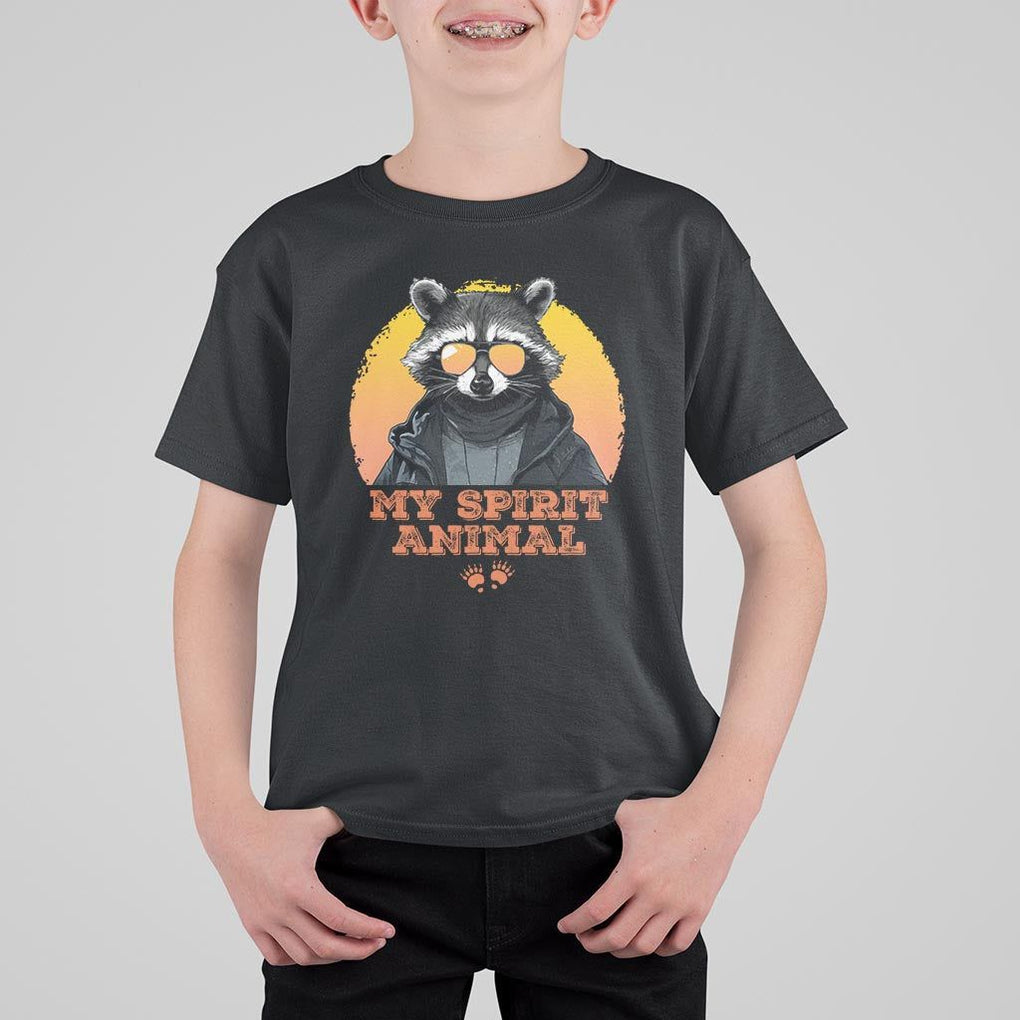 Funny Raccoon T Shirt For Kid My Spirit Animal Cute Trash Panda TS11 Black Print Your Wear