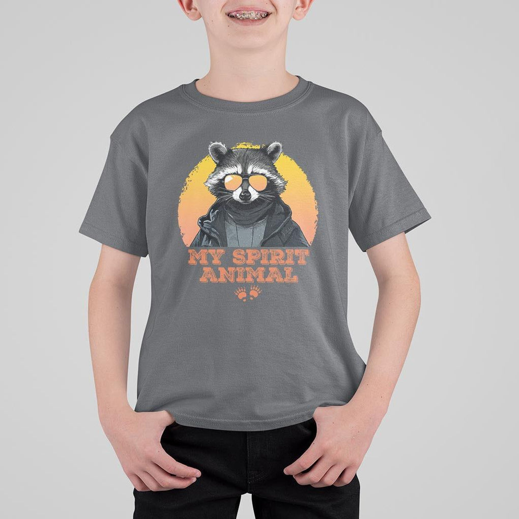 Funny Raccoon T Shirt For Kid My Spirit Animal Cute Trash Panda TS11 Charcoal Print Your Wear