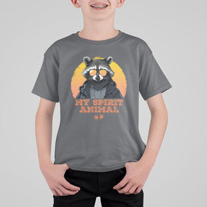 Funny Raccoon T Shirt For Kid My Spirit Animal Cute Trash Panda TS11 Charcoal Print Your Wear