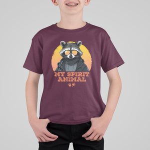 Funny Raccoon T Shirt For Kid My Spirit Animal Cute Trash Panda TS11 Maroon Print Your Wear