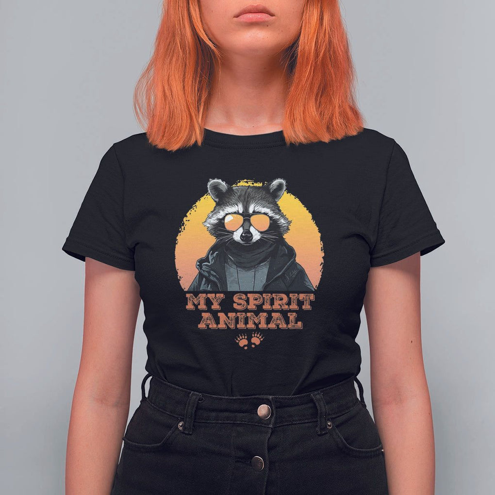 Funny Raccoon T Shirt For Women My Spirit Animal Cute Trash Panda TS11 Black Print Your Wear