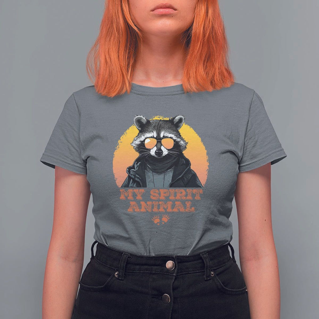 Funny Raccoon T Shirt For Women My Spirit Animal Cute Trash Panda TS11 Charcoal Print Your Wear