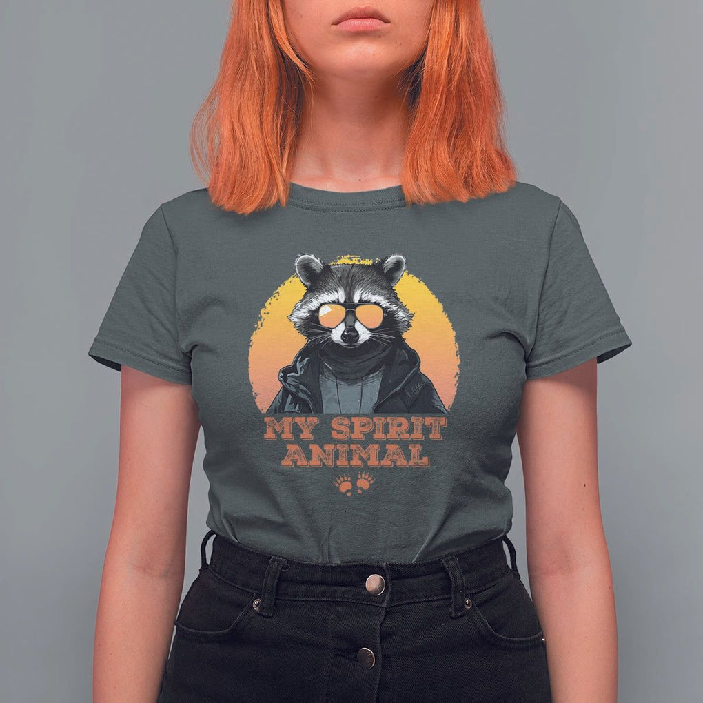 Funny Raccoon T Shirt For Women My Spirit Animal Cute Trash Panda TS11 Dark Heather Print Your Wear