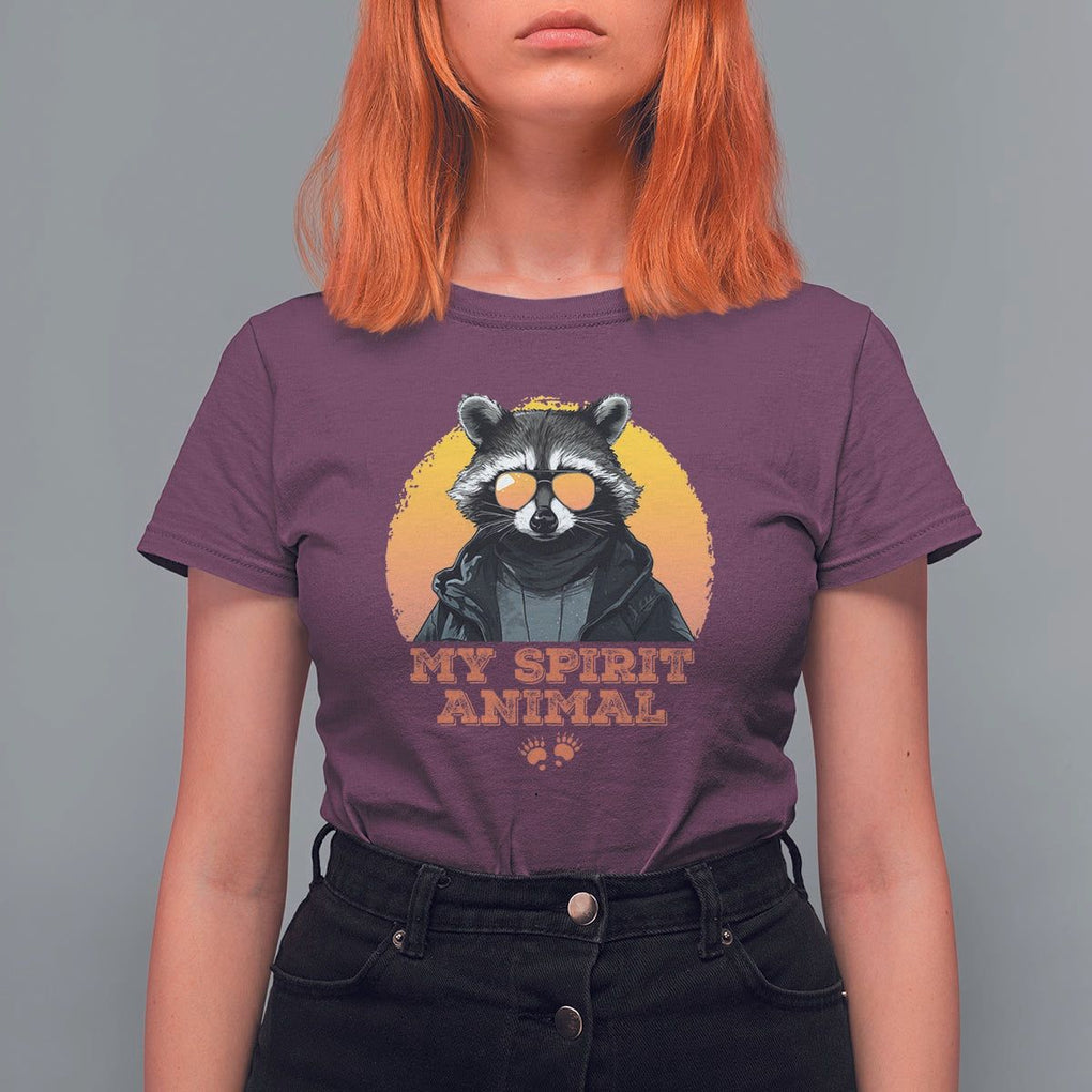 Funny Raccoon T Shirt For Women My Spirit Animal Cute Trash Panda TS11 Maroon Print Your Wear