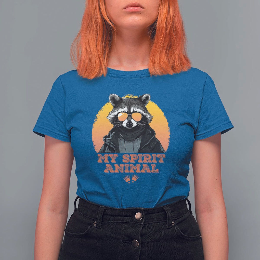 Funny Raccoon T Shirt For Women My Spirit Animal Cute Trash Panda TS11 Royal Blue Print Your Wear