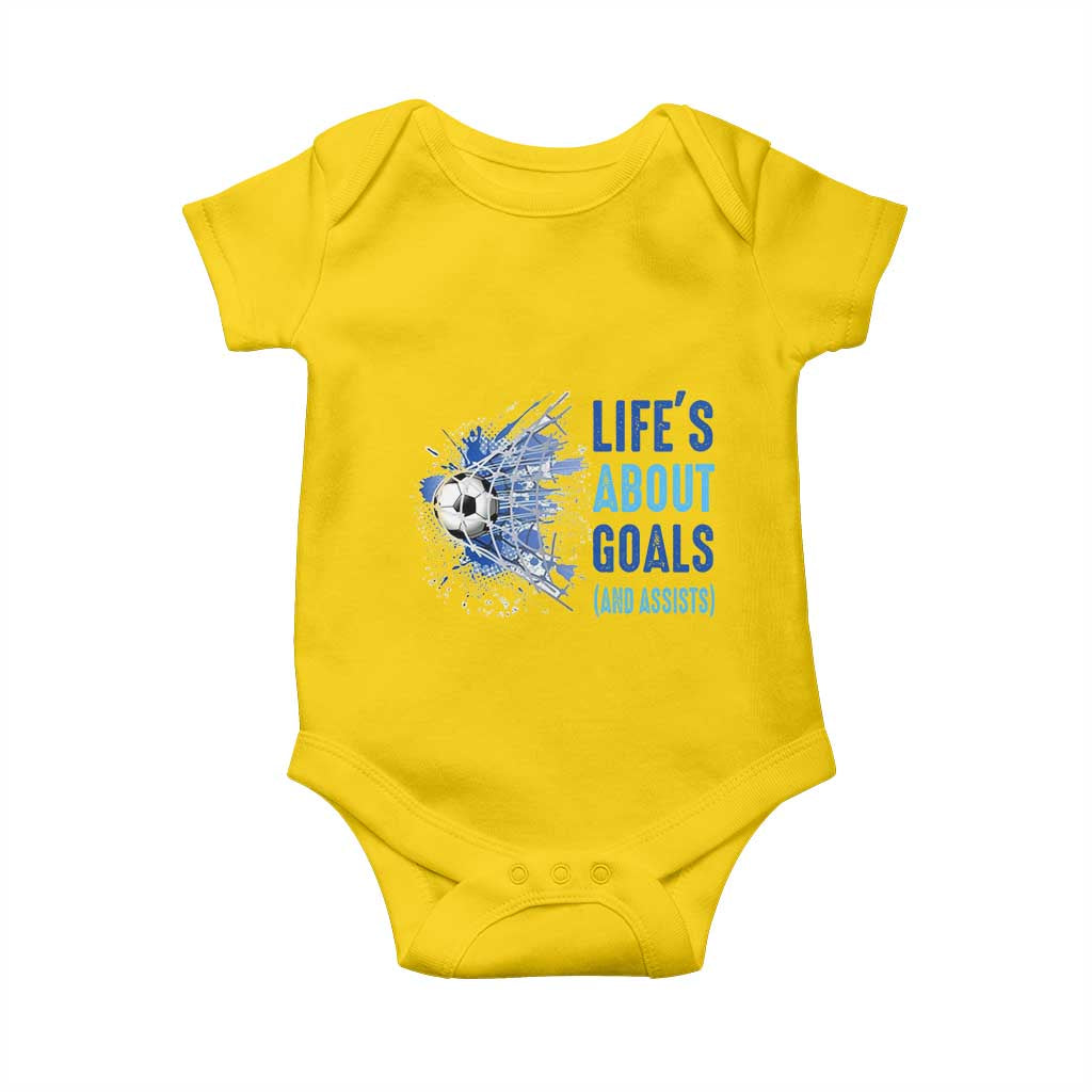 Soccer Lover Baby Onesie Life's About Goals And Assists Coach TS11 Daisy Print Your Wear