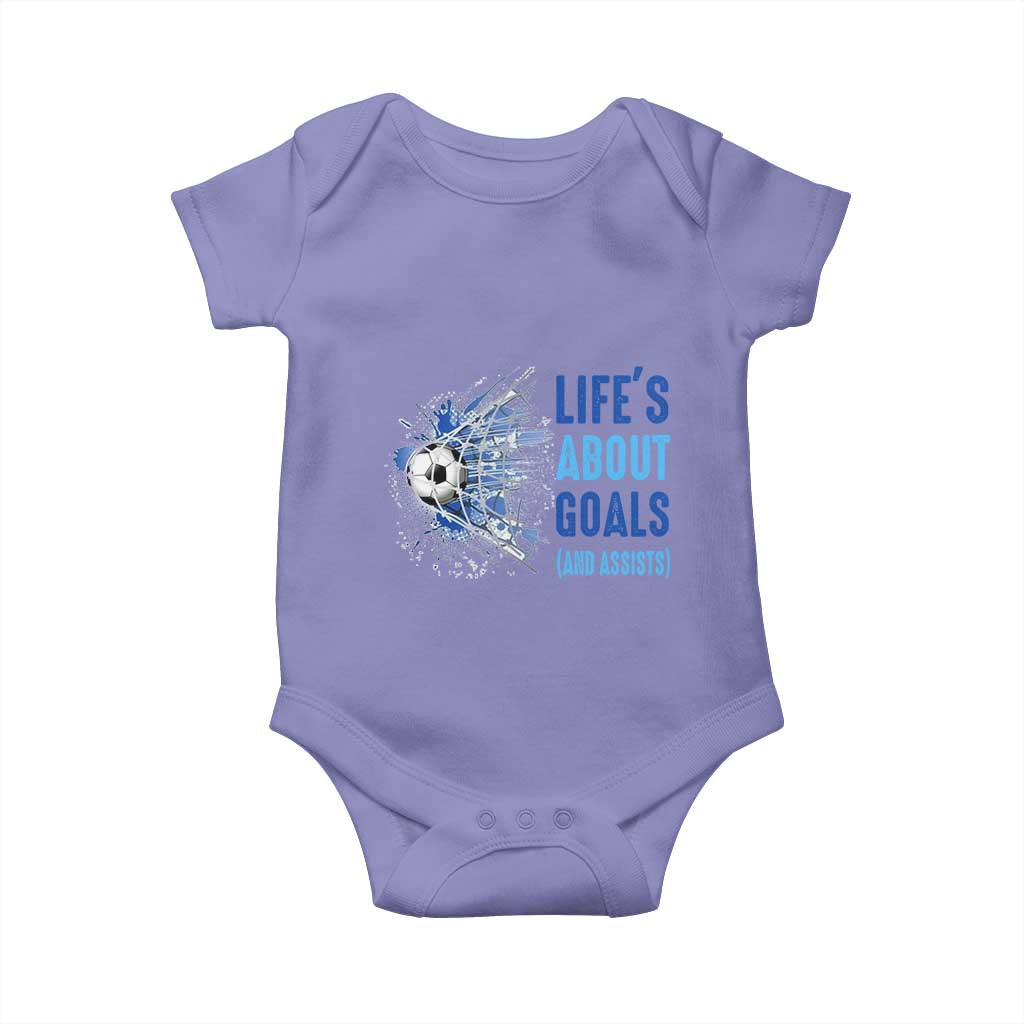 Soccer Lover Baby Onesie Life's About Goals And Assists Coach TS11 Violet Print Your Wear