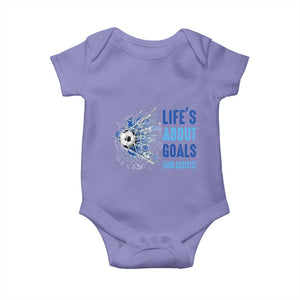 Soccer Lover Baby Onesie Life's About Goals And Assists Coach TS11 Violet Print Your Wear