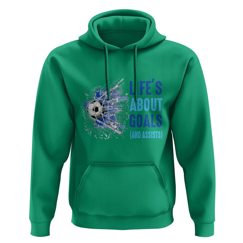 Soccer Lover Hoodie Life's About Goals And Assists Coach TS11 Irish Green Print Your Wear
